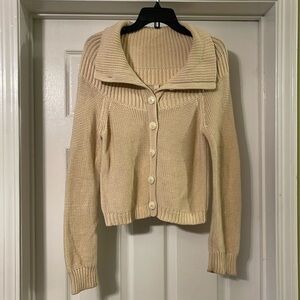 Moth - Vintage Anthropologie beige cardigan an 7 buttons large collar - size M